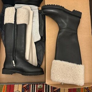 New Aquatalia Boots 37 Shearling Lined Leather Snow Winter